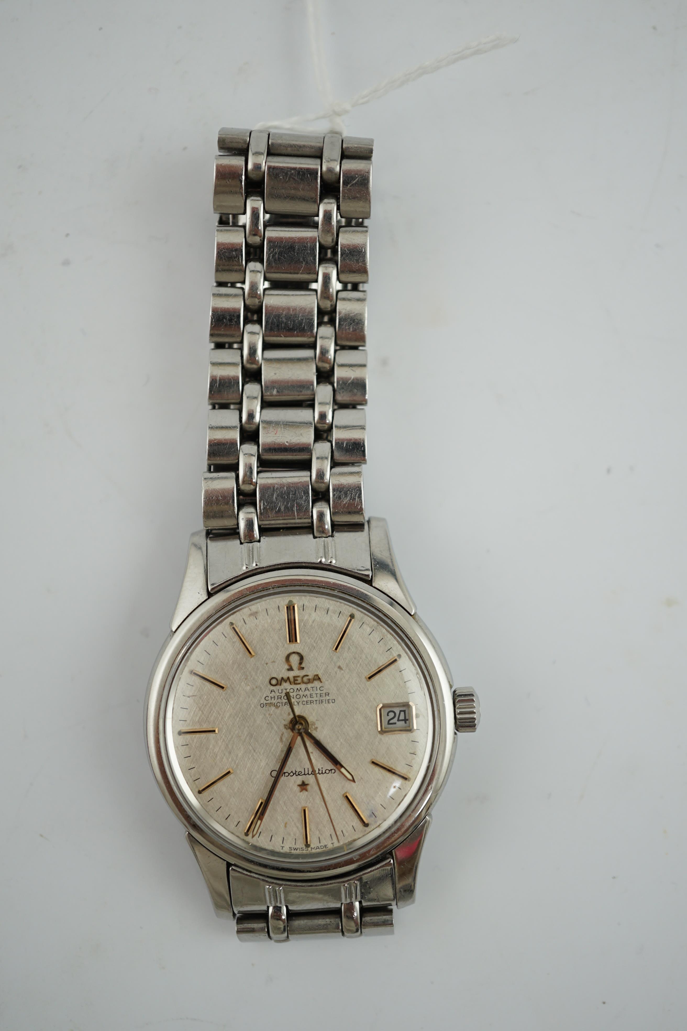 A gentleman's late 1960's stainless steel Omega Constellation Automatic Chronometer wrist watch